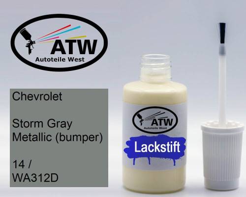 Chevrolet, Storm Gray Metallic (bumper), 14 / WA312D: 20ml Lackstift, von ATW Autoteile West.